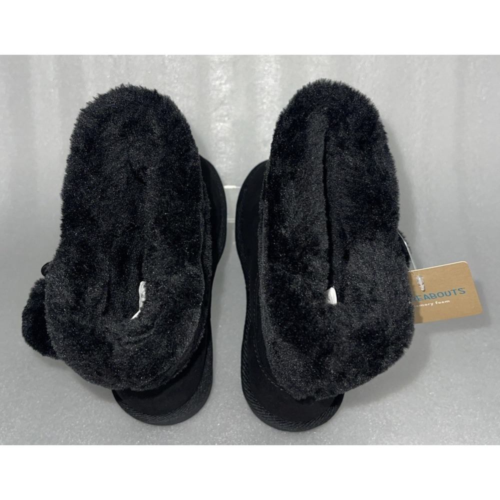 Thereabouts Willa Flat Heel Black Winter Boots Faux Fur Girls Size 12 NEW - Picture 8 of 16